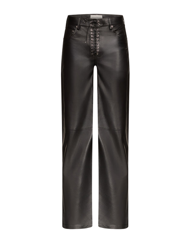 ludovic de saint sernin Straight Lace-Up Pants in Leather