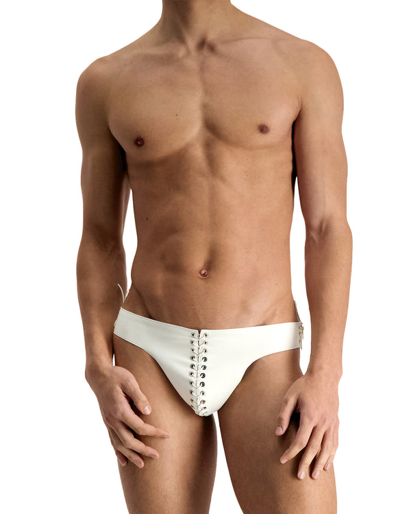ludovic de saint sernin White Leather Eyelet Briefs