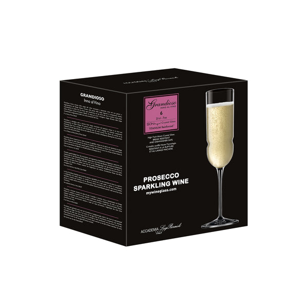 Luigi Bormioli Grandioso 7oz Prosecco Flute Glasses (Set Of 6)