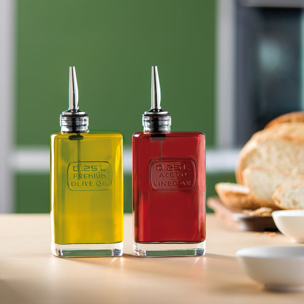 Luigi Bormioli Optima 8.5oz Vinegar Bottle With Silicone / Stainless Steel Pourer (1 Piece)