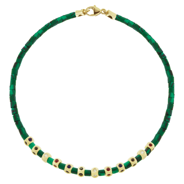 luis morais 12 Mini Tetra Malachite Bracelet with Clasp