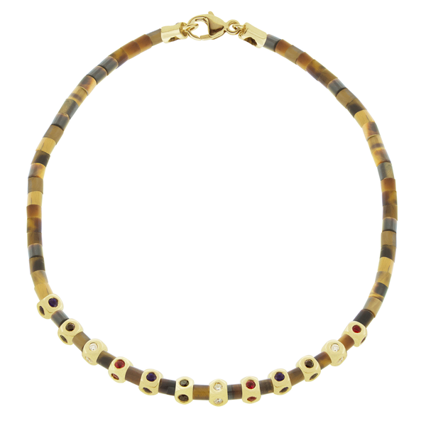 luis morais 12 Mini Tetra Tiger's Eye Bracelet with Clasp