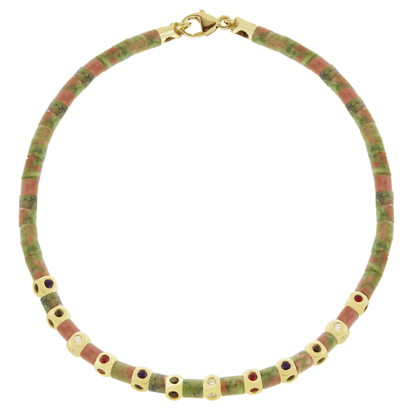 luis morais 12 Mini Tetra Unakite Bracelet with Clasp