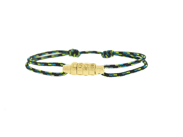 luis morais 18k Gold Love Lock Combination Cord Bracelet