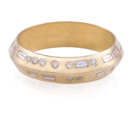 luis morais 18k Gold Morse Code "Forever Mine" Ring with White Diamonds