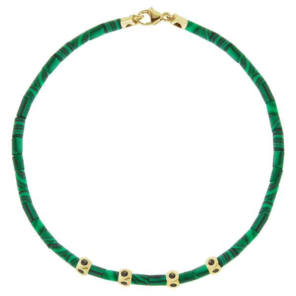 luis morais 4 Black Diamond Mini Tetras on Malachite Bead Bracelet