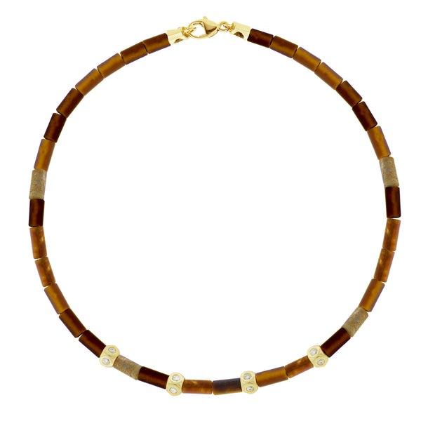luis morais 4 Diamond Mini Tetras on Tiger's Eye Bead Bracelet