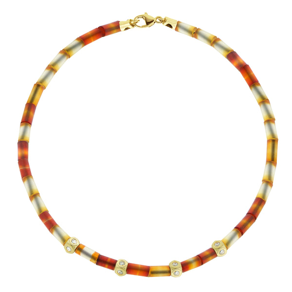 luis morais 4 Diamond Mini Tetras with Carnelian Arm Candy Bead Bracelet