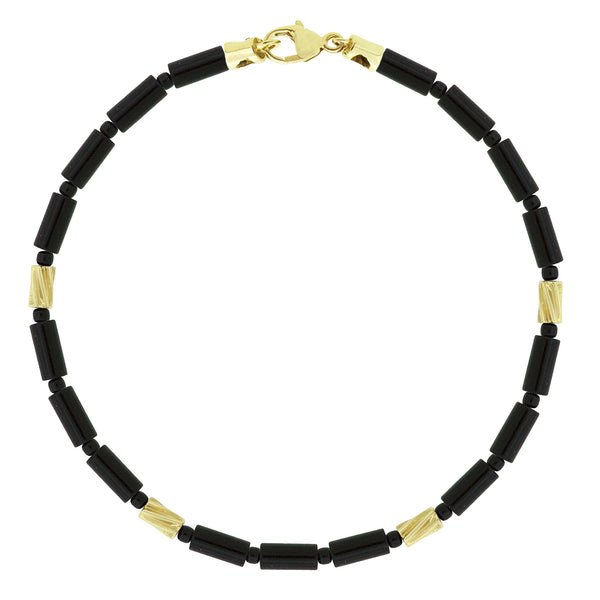 luis morais 4 Mini Drill Bits on Black Agate Bead Bracelet