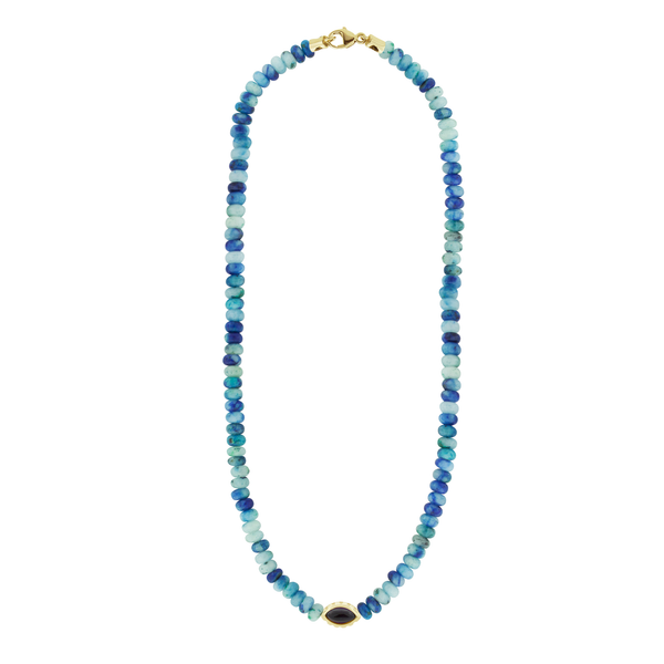 luis morais Amethyst Eye of the Idol on Phoenix Jasper Beaded Necklace