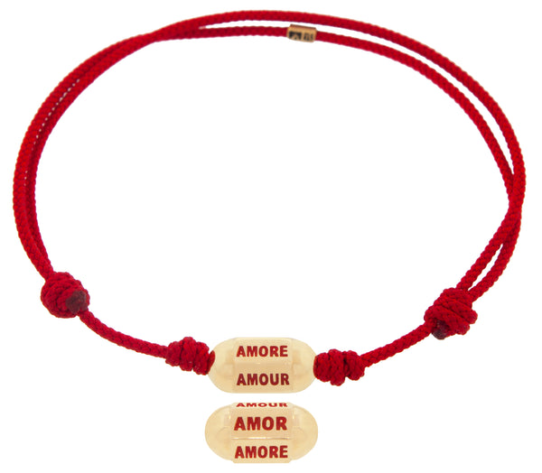 luis morais Amor Amore Amour Hexagon Bolt Bead on a Cord Bracelet