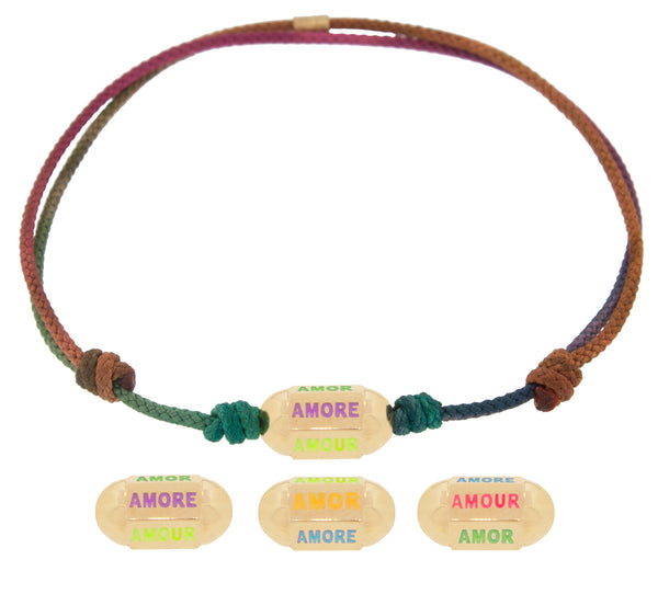 luis morais Amor Amore Amour Hexagon Bolt Bead on a Cord Bracelet