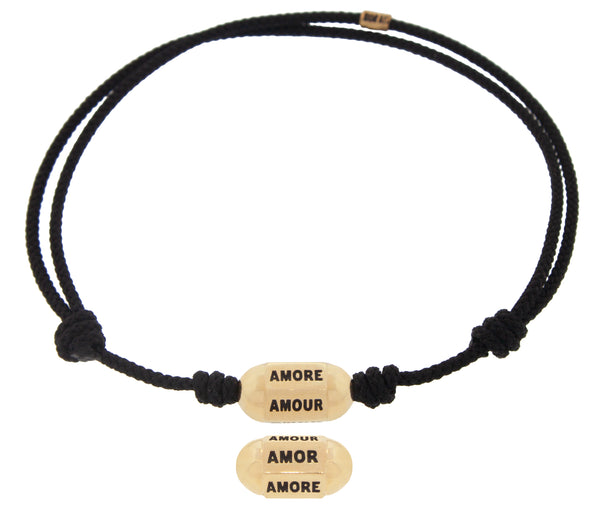 luis morais Amor Amore Amour Hexagon Bolt Bead on a Cord Bracelet