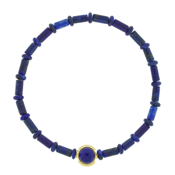 Luis Morais AMOR Cabochon Bead On Lapis Bead Bracelet