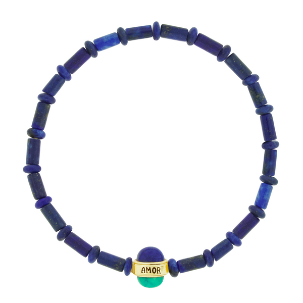 luis morais AMOR Cabochon Bead on Lapis Bead Bracelet