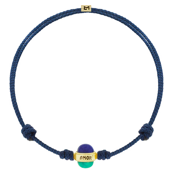Luis Morais AMOR Cabochon Bead On Navy Cord Bracelet