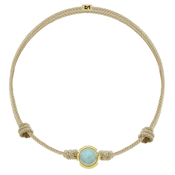 Luis Morais AMOR Cabochon Bead On Taupe Cord Bracelet