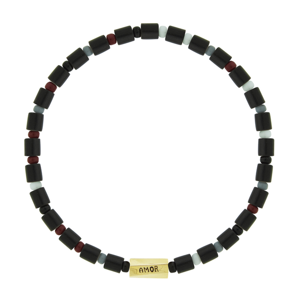 luis morais AMOR Twisted Hexagon on Onyx Bead Bracelet