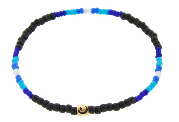 luis morais Antiqued Moon Star Short Roll Tribal Beaded Bracelet