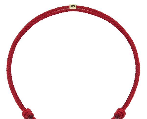 Luis Morais BAE Gold Cube With Ruby On Cord Bracelet