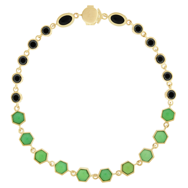 luis morais Black Diamond and Chrysoprase Gemstone Gold Bracelet