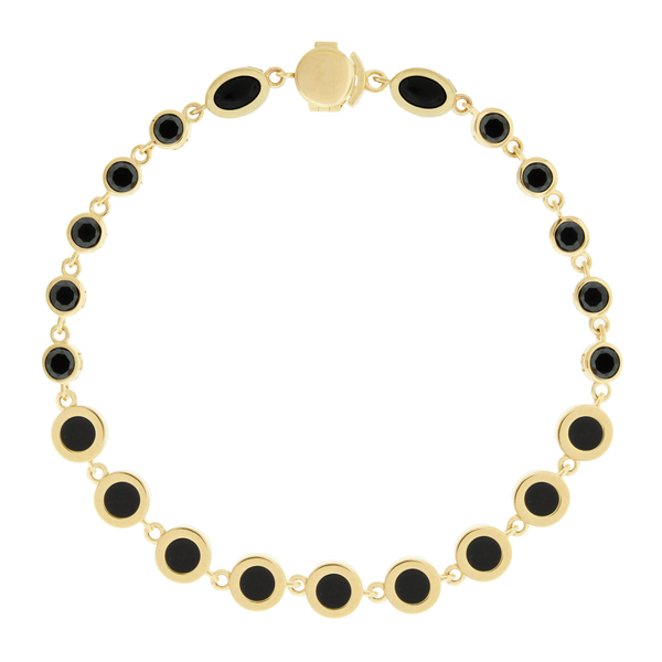 luis morais Black Diamond and Onyx Gemstone Gold Bracelet