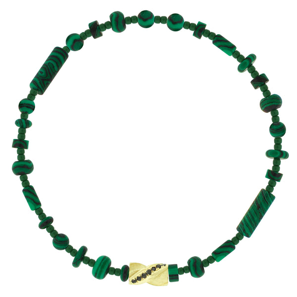 luis morais Black Diamond Drill Bit Malachite Bead Bracelet
