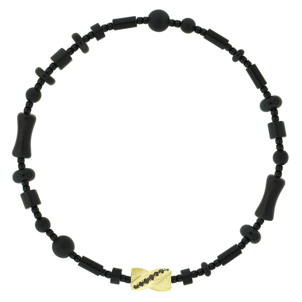 luis morais Black Diamond Drill Bit Onyx Bead Bracelet