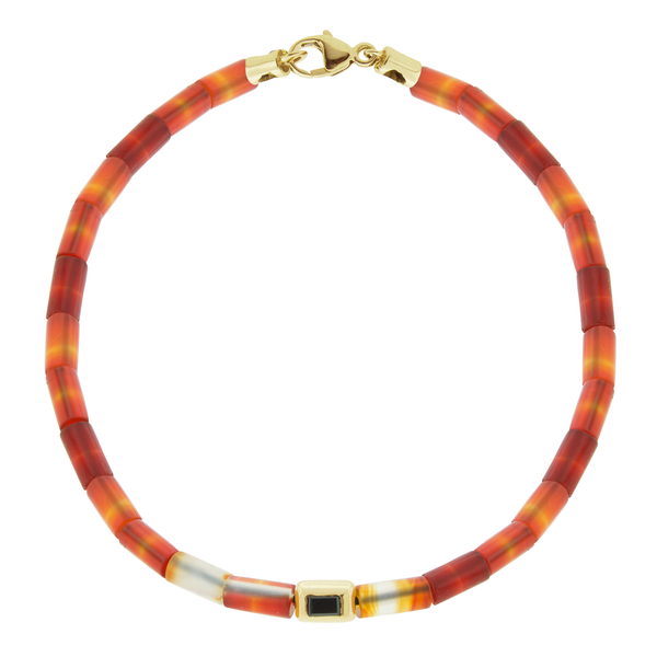 luis morais Black Diamond Ingot on Carnelian Bracelet with Clasp