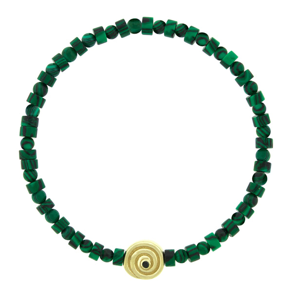 luis morais Black Diamond Spiral on Malachite Beaded Bracelet