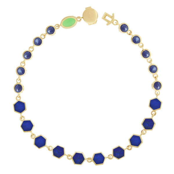 Luis Morais Blue Sapphire And Lapis Gemstone Gold Bracelet