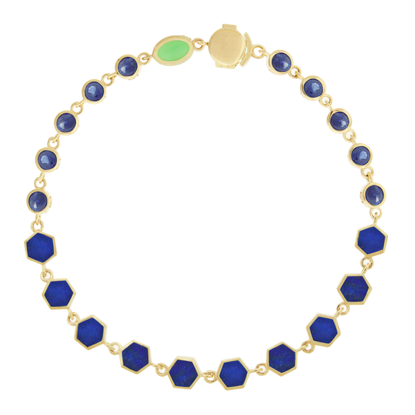 Luis Morais Blue Sapphire And Lapis Gemstone Gold Bracelet