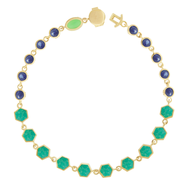 Luis Morais Blue Sapphire And Turquoise Gemstone Gold Bracelet