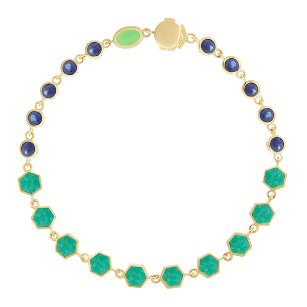 Luis Morais Blue Sapphire And Turquoise Gemstone Gold Bracelet