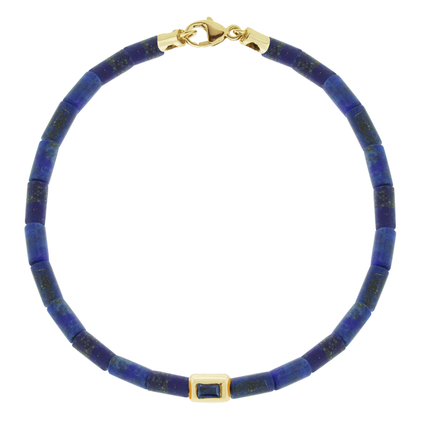 luis morais Blue Sapphire Ingot on Lapis Bracelet with Clasp