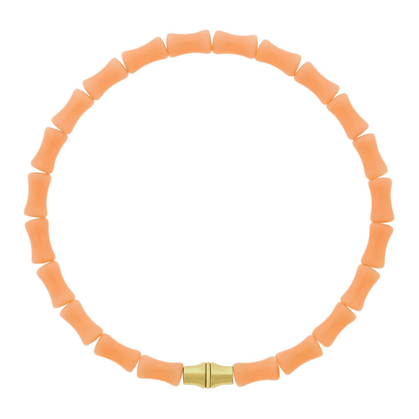 luis morais Canister Bamboo Tube on Apricot Glass Bead Bracelet
