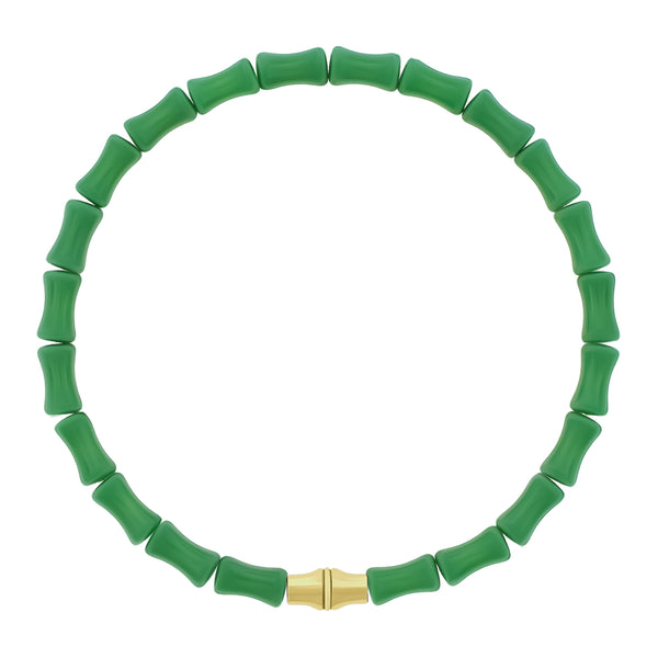 luis morais Canister Bamboo Tube on Forest Glass Bead Bracelet