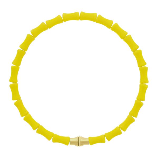 luis morais Canister Bamboo Tube on Yellow Glass Bead Bracelet