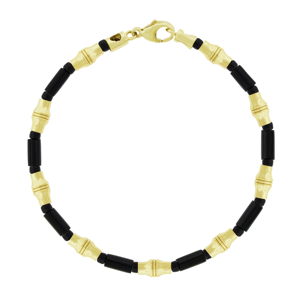 luis morais Canister Bamboo Tubes on Onyx Bead Bracelet with Clasp