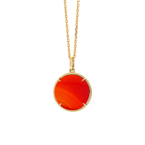 Luis Morais Carnelian Eye Medallion Pendant With A White Diamond