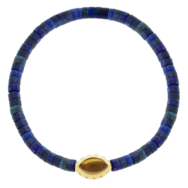 luis morais Citrine Eye of the Idol Lapis Bead Bracelet