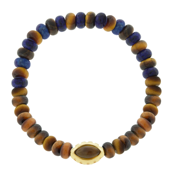 luis morais Citrine Eye of the Idol Tiger's Eye/Lapis Bead Bracelet