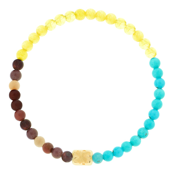 Luis Morais Clover Dripping Ingot On Gemstone Bead Bracelet