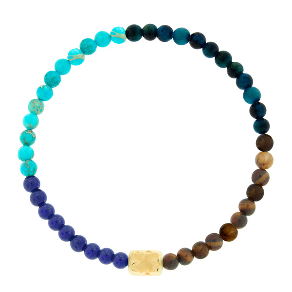 Luis Morais Clover Dripping Ingot On Gemstone Bead Bracelet