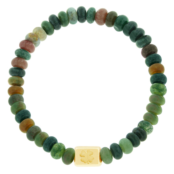 luis morais Clover Ingot on Indian Agate Bead Bracelet