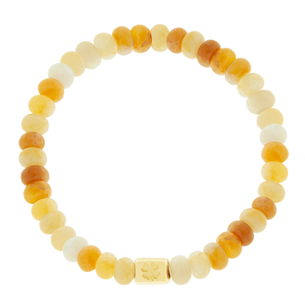 luis morais Clover Ingot on Yellow Aventurine Bead Bracelet