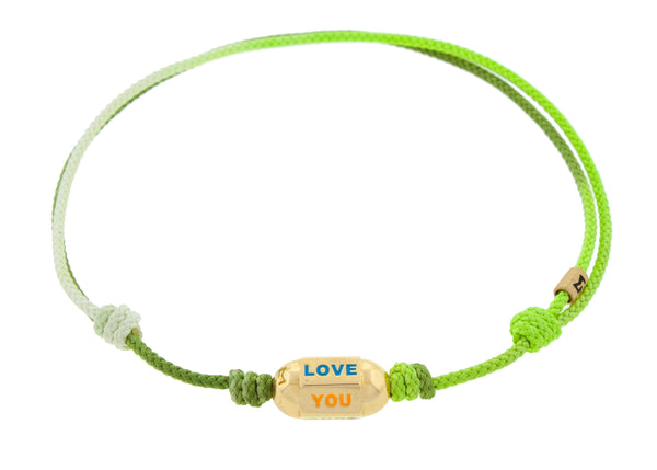 Luis Morais Custom Gold Hexagon Bolt On Cord Bracelet