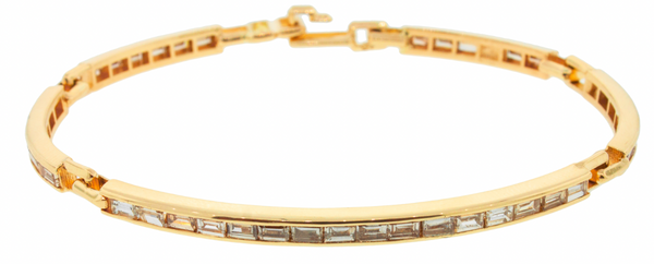 luis morais Diamond Baguette Gold Long Link ID Bracelet