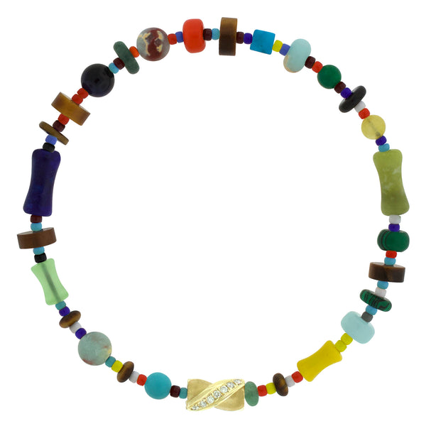 luis morais Diamond Drill Bit Multicolor Gemstone Bead Bracelet