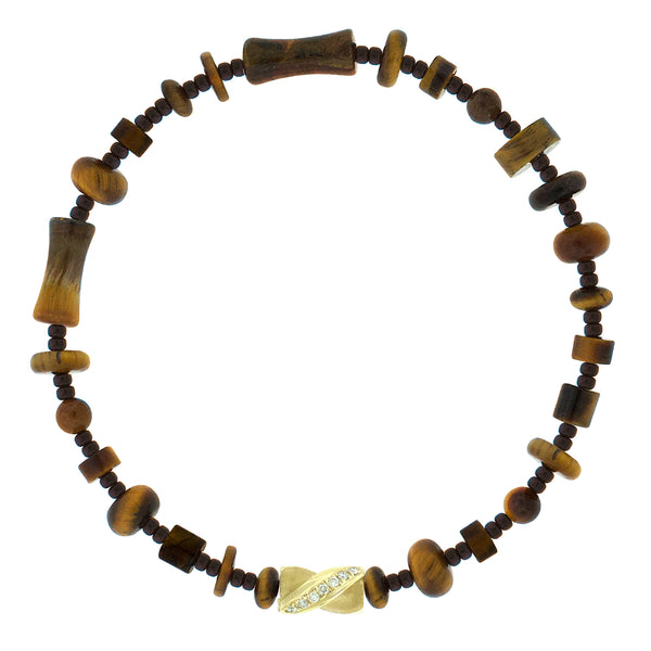 luis morais Diamond Drill Bit Tiger's Eye Bead Bracelet